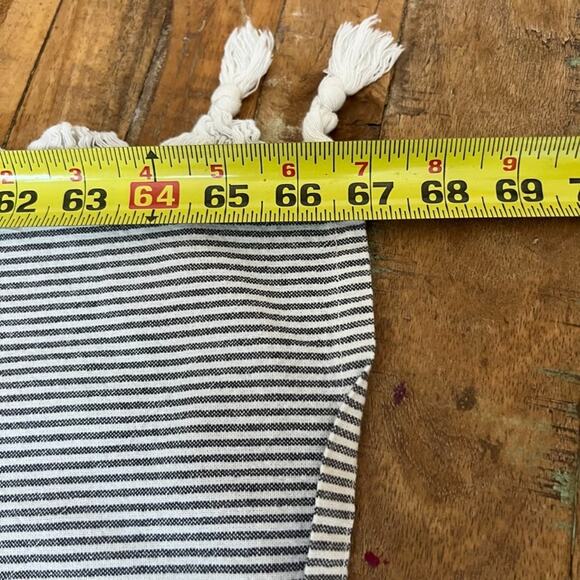 Hearth & Hand Striped Shower Curtain 67 x 67" Gray and White Tasseled Cotton - Picture 8 of 8